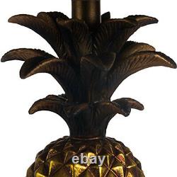 Antique Gold Pineapple Black Pleat Shade Hall Living Room Large Table Light Lamp