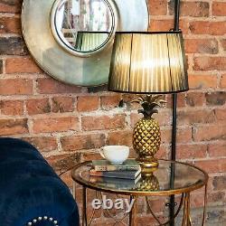 Antique Gold Pineapple Black Pleat Shade Hall Living Room Large Table Light Lamp