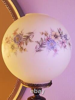 Antique Gone With Wind 10 Globe 4 Inch Fitter Yellow Shade, Blue, Pink Florals