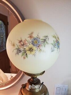 Antique Gone With Wind 10 Globe 4 Inch Fitter Yellow Shade, Blue, Pink Florals