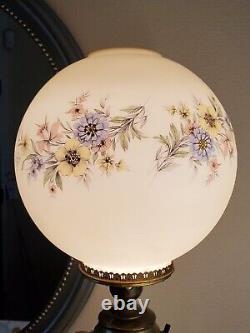 Antique Gone With Wind 10 Globe 4 Inch Fitter Yellow Shade, Blue, Pink Florals