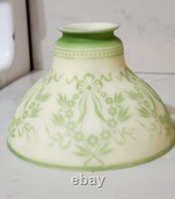 Antique Green Cameo On Custard Glass Shade