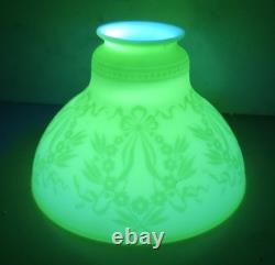 Antique Green Cameo On Custard Glass Shade