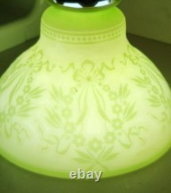 Antique Green Cameo On Custard Glass Shade