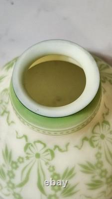 Antique Green Cameo On Custard Glass Shade