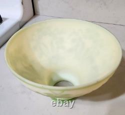 Antique Green Cameo On Custard Glass Shade