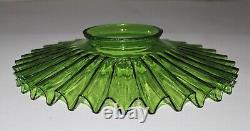 Antique Green Translucent Glass Petticoat Ribbed Pleated Lamp Shade