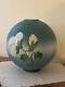 Antique Hand Painted Gwtw 12 Globe Lamp Shade Aqua W Cotton Flowers 4 Fitter