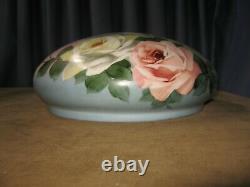 Antique Hand Painted Lamp Shade Roses Dome Globe 12 Fitter Flowers Nochips Nice