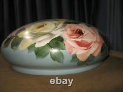 Antique Hand Painted Lamp Shade Roses Dome Globe 12 Fitter Flowers Nochips Nice