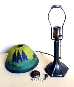 Antique Handel Arts & Crafts Boudoir Accent Lamp Reverse Painted Shade, 1910