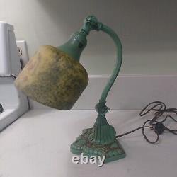 Antique Handel Era Reverse Painted Piano Lamp