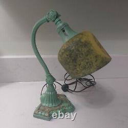 Antique Handel Era Reverse Painted Piano Lamp