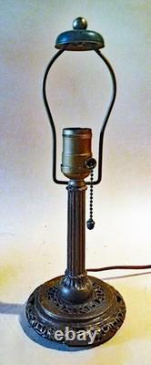 Antique Handel Filigree Arts & Crafts Boudoir Lamp New Stain Glass Shade, 1910