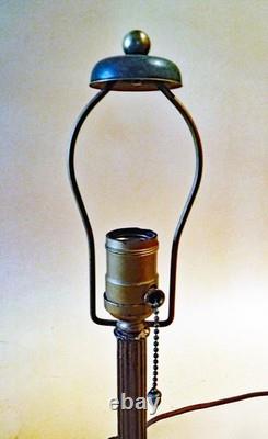 Antique Handel Filigree Arts & Crafts Boudoir Lamp New Stain Glass Shade, 1910