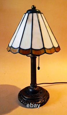 Antique Handel Filigree Arts & Crafts Boudoir Lamp New Stain Glass Shade, 1910