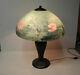 Antique Handel Lamp With Reverse Painted Water Lily Shade