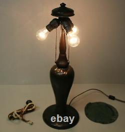 Antique Handel Lamp with Reverse Painted Water Lily Shade