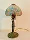 Antique Handel Reverse Painted Floral Pattern Glass Boudoir Lamp Arts & Crafts