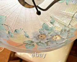Antique Handel Reverse Painted Floral pattern Glass Boudoir Lamp Arts & Crafts