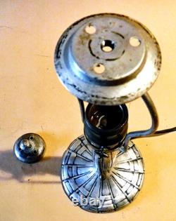 Antique Handel Silver Plated Arts & Crafts Boudoir Lamp New Stain Glass Shade