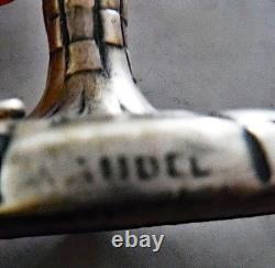 Antique Handel Silver Plated Arts & Crafts Boudoir Lamp New Stain Glass Shade