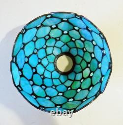 Antique Handel Silver Plated Arts & Crafts Boudoir Lamp New Stain Glass Shade