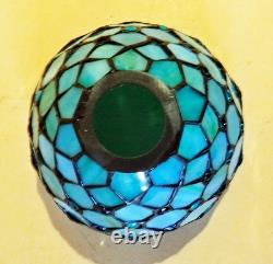 Antique Handel Silver Plated Arts & Crafts Boudoir Lamp New Stain Glass Shade