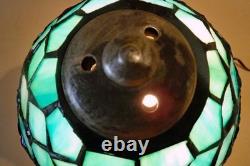 Antique Handel Silver Plated Arts & Crafts Boudoir Lamp New Stain Glass Shade