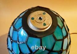 Antique Handel Silver Plated Arts & Crafts Boudoir Lamp New Stain Glass Shade