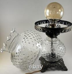 Antique Hobnail Gone With The Wind Style Large Glass Lamp