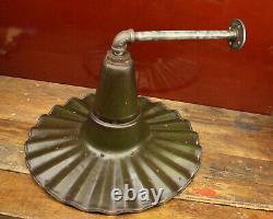 Antique Industrial 18 Benjamin Baked Enamel Ruffled Shade Vtg Gas Station Light