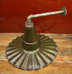 Antique Industrial 18 Benjamin Baked Enamel Ruffled Shade Vtg Gas Station Light