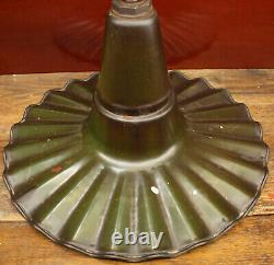 Antique Industrial 18 Benjamin Baked Enamel Ruffled Shade Vtg Gas Station Light