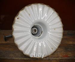 Antique Industrial 18 Benjamin Baked Enamel Ruffled Shade Vtg Gas Station Light