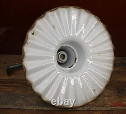 Antique Industrial 18 Benjamin Baked Enamel Ruffled Shade Vtg Gas Station Light