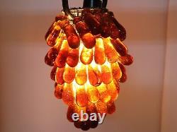 Antique Italian Murano Glass Grape Cluster, Fruit Lamp Shade, Brown Chandelier