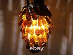 Antique Italian Murano Glass Grape Cluster, Fruit Lamp Shade, Brown Chandelier