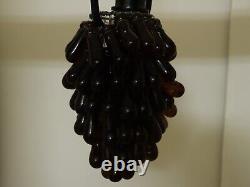 Antique Italian Murano Glass Grape Cluster, Fruit Lamp Shade, Brown Chandelier