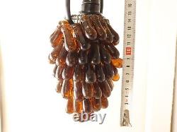 Antique Italian Murano Glass Grape Cluster, Fruit Lamp Shade, Brown Chandelier