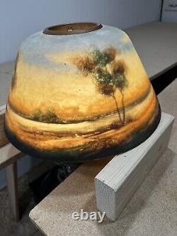 Antique Jefferson Reverse Painted Table Lamp Shade Handel Signed