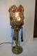 Antique Jeweled Pierced Candlestick Lamp Plug In Tabletop Glass Teardrops Jewels
