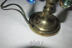 Antique Jeweled Pierced Candlestick Lamp Plug In Tabletop Glass Teardrops Jewels