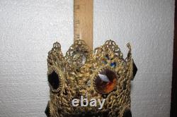 Antique Jeweled Pierced Candlestick Lamp Plug In Tabletop Glass Teardrops Jewels