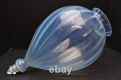 Antique LARGE Swirl Opalescent Ceiling Light Pendant Globe Glass Shade Twist VTG