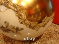 Antique Lamp Glass Shade With Gold Decoration And Cherubs