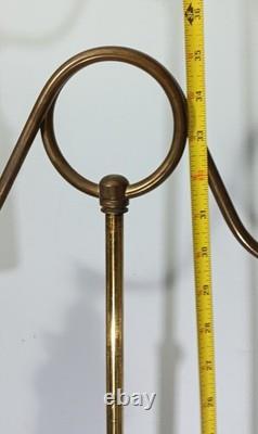 Antique Large Double Arm Adjustable Brass Lamp 24 35 Tall, Cut Glass Shades