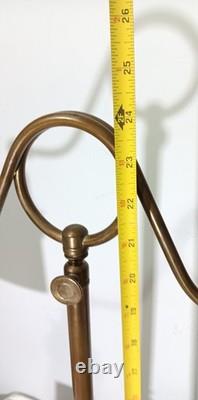 Antique Large Double Arm Adjustable Brass Lamp 24 35 Tall, Cut Glass Shades