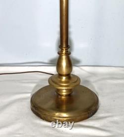 Antique Large Double Arm Adjustable Brass Lamp 24 35 Tall, Cut Glass Shades