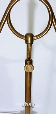 Antique Large Double Arm Adjustable Brass Lamp 24 35 Tall, Cut Glass Shades